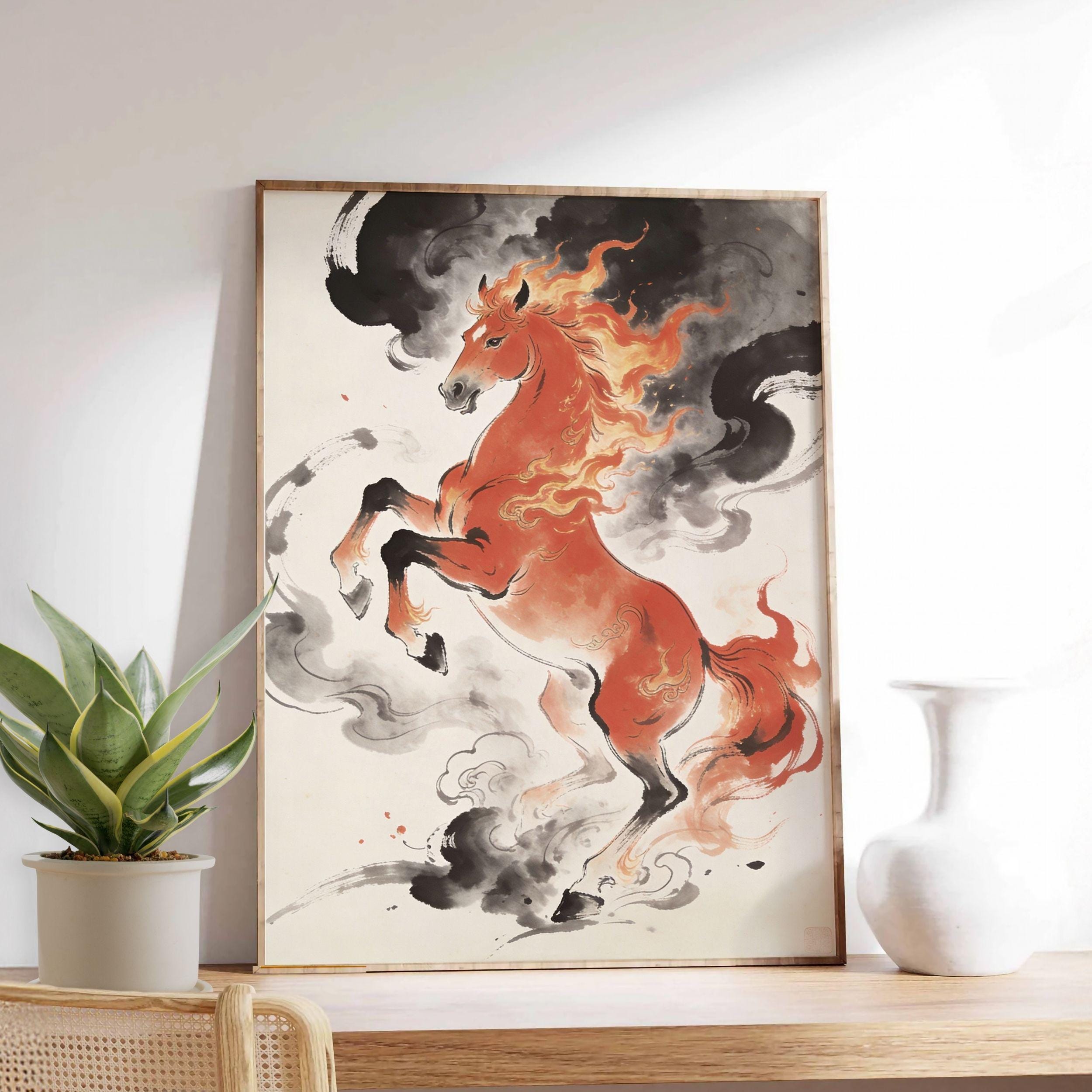 Year of the Fire Horse 2026 Poster | Chinese Zodiac Horse Wall Art ...