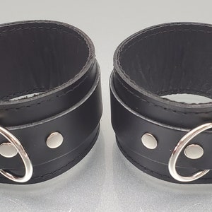 Leather Locking Wrist Restraint Cuffs - Made in the USA Black Red Pink Purple