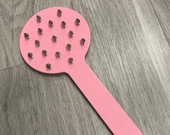 Pretty in Pink Porcupine Spiked Aluminum Spanking Paddle with Spikes