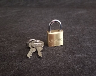 Ballistic Metal Brass Padlock for Bondage Restraints and Spreader Bars, Chastity...etc
