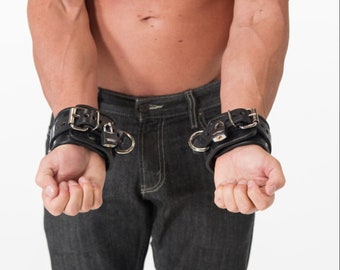 Padded Leather Locking Wrist Restraints - Made in the USA