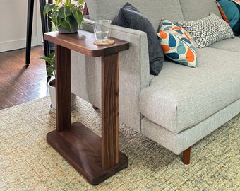 The Tall Liz Table - Tall Narrow Hardwood Side Table, Skinny Wood Table with Wood Legs, Hardwood Furniture