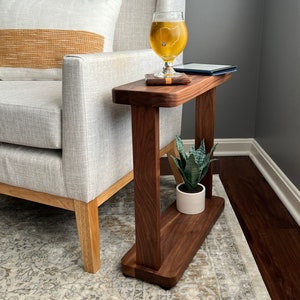 The Liz Table - Narrow Hardwood Side Table, Skinny Wood Table, Natural Hardwood Furniture, The Original Narrow Table Design