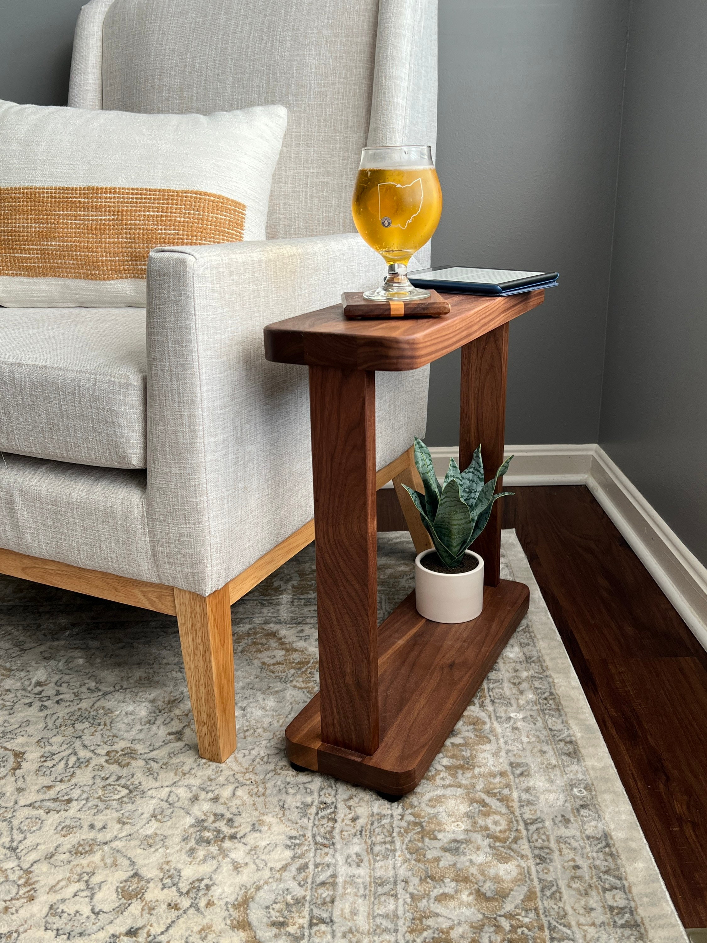 The Liz Table Narrow Hardwood Side Table Skinny Wood Table