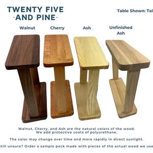 Solid Hardwood Narrow Side Table, Slim Modern Accent Liz Table Unfinished Ash