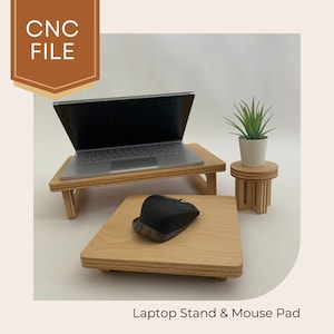 ノートパソコンスタンドとマウスパッドの CNC ファイル、木材用 CNC ルーター プロジェクト、初心者向け木工 CNC 切断機 DXF ファイル