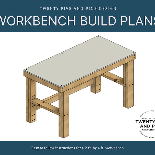 Woodworking Plans: DIY 2ft x 4ft Workbench Blueprint - Sturdy Construction, Circular Saw & Miter Saw Compatible, Step-by-Step Instructions