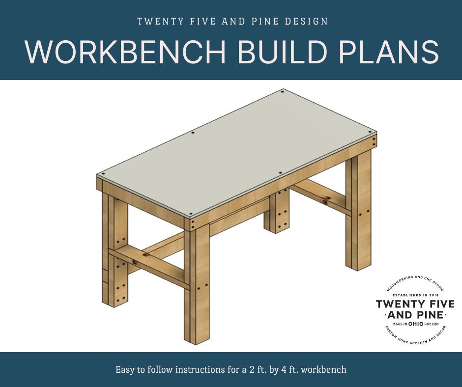 DIY Workbench Woodworking Plans: 2ft X 4ft Sturdy Design (PDF Pattern ...