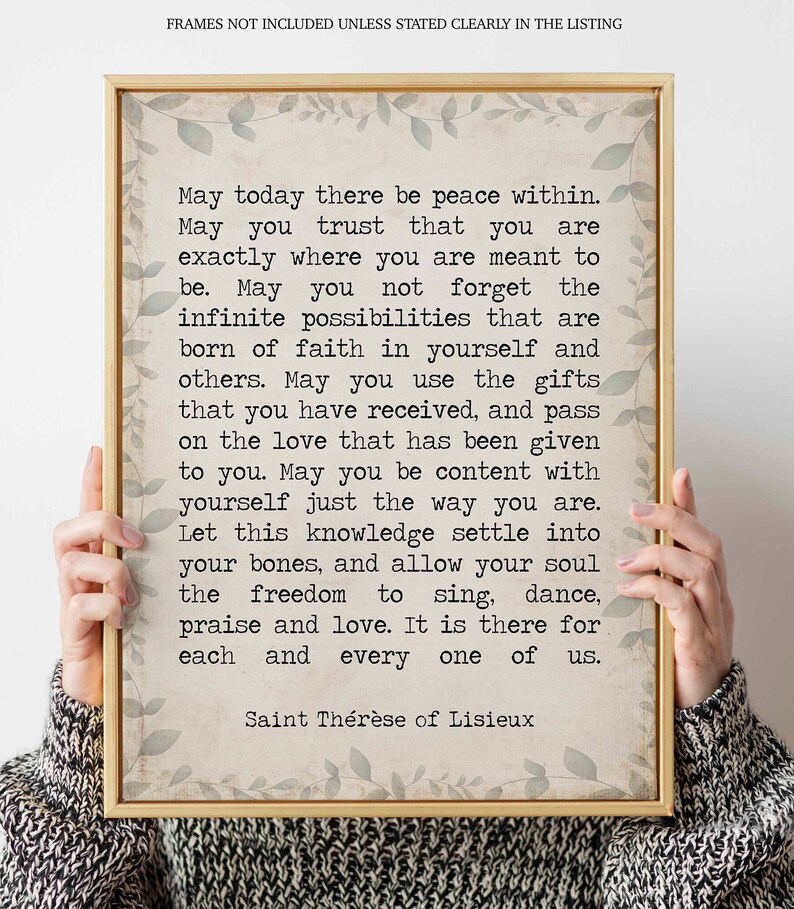 St. Therese Quote Print May Today There Be Peace Saint Etsy
