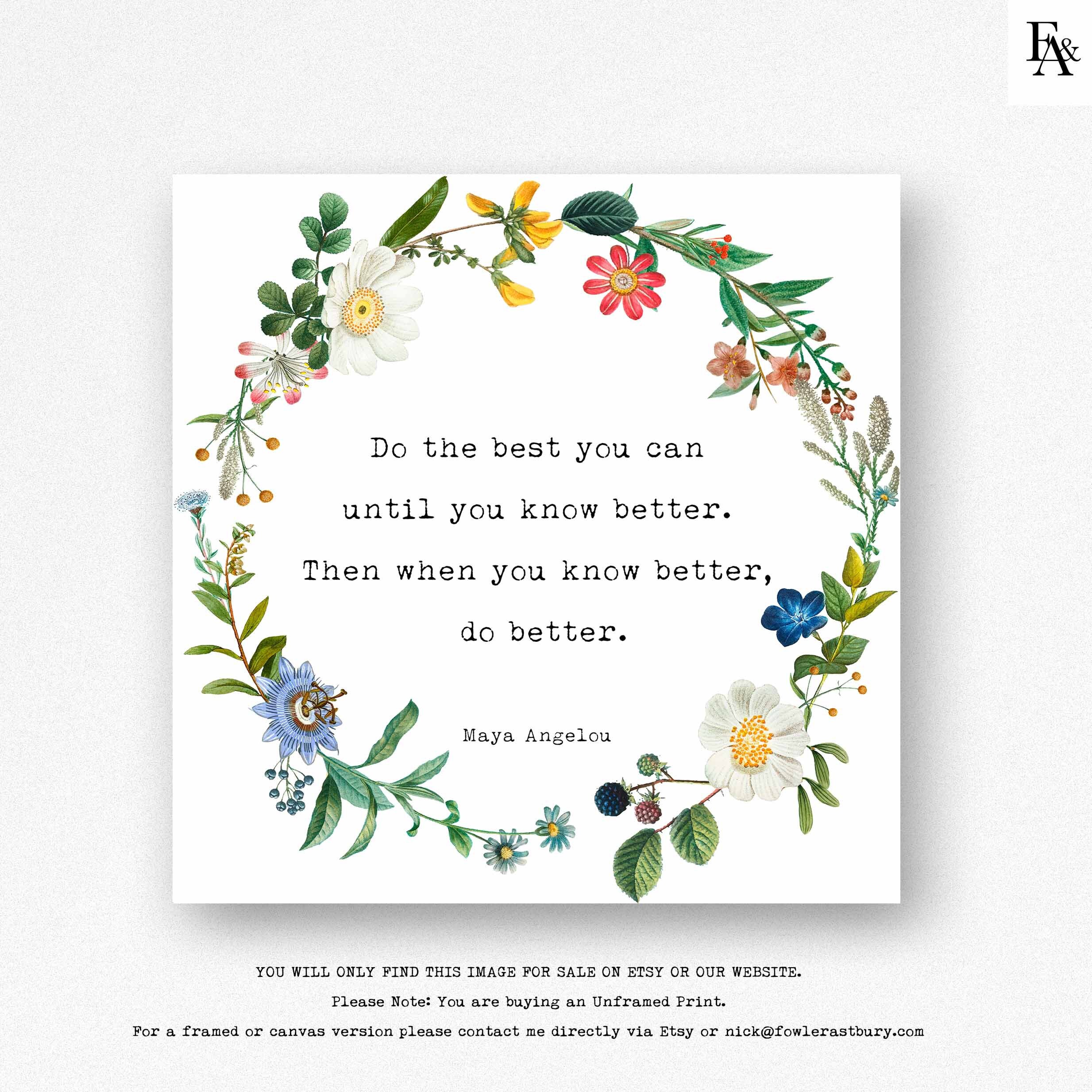 DRUCKBARE Maya Angelou Quote Print Do the best you can bis - Etsy.de