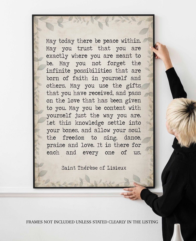 St. Therese Quote Print May Today There Be Peace Saint Etsy