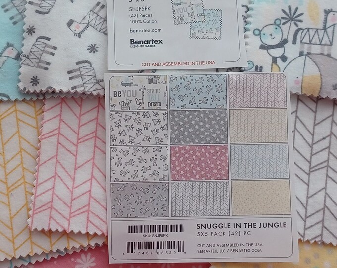 Snuggle in the Jungle Flannel100 Cotton Charm Pack 5 X 5 Etsy