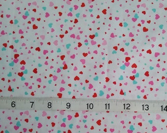 Fabric, Hearts, Pink and Green Colors, Mask