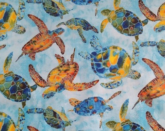 Tropical Turtles Print By Jolynch/ Art Works, called Under The Sea , 100% Cotton ,Fabric, Mask