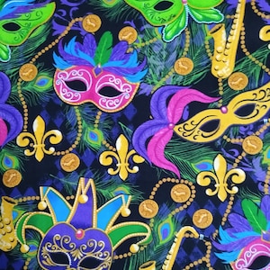 Mardi Gras ,Fabric, Masks, Cotton,