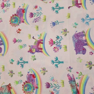 Rainbow Safari , Quilt Keepsake Fabric ,100% Cotton, Mask