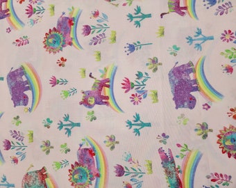 Rainbow Safari , Quilt Keepsake Fabric ,100% Cotton, Mask