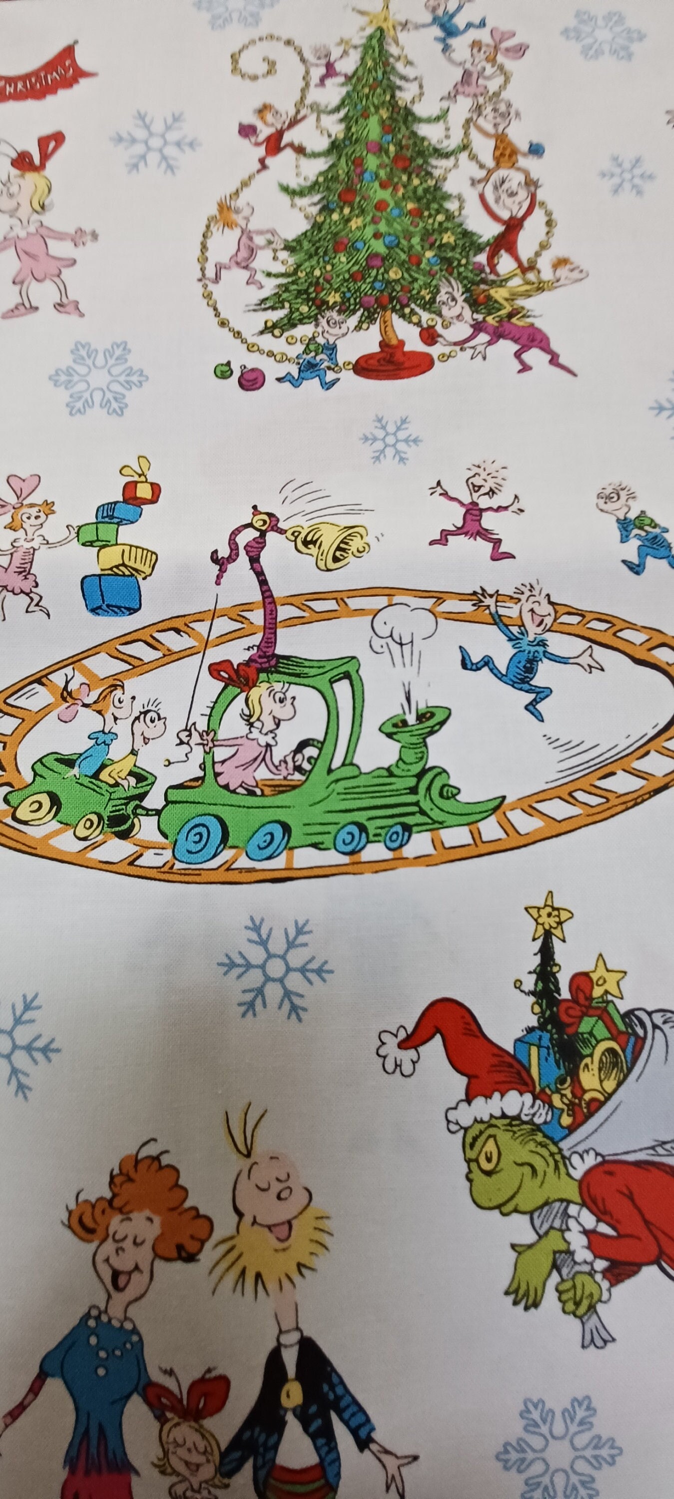 Grinch Who Stole Christmas Fabric Lots of Colorful Etsy