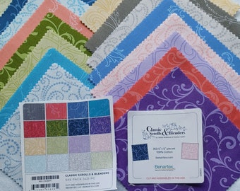 Classic Scrolls & Blenders by Benartex,  Charm Pack, 5 x 5,  100% cotton,