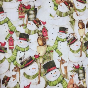Christmas Fabric, Frosty the Snowman and Friends, 100% Cotton