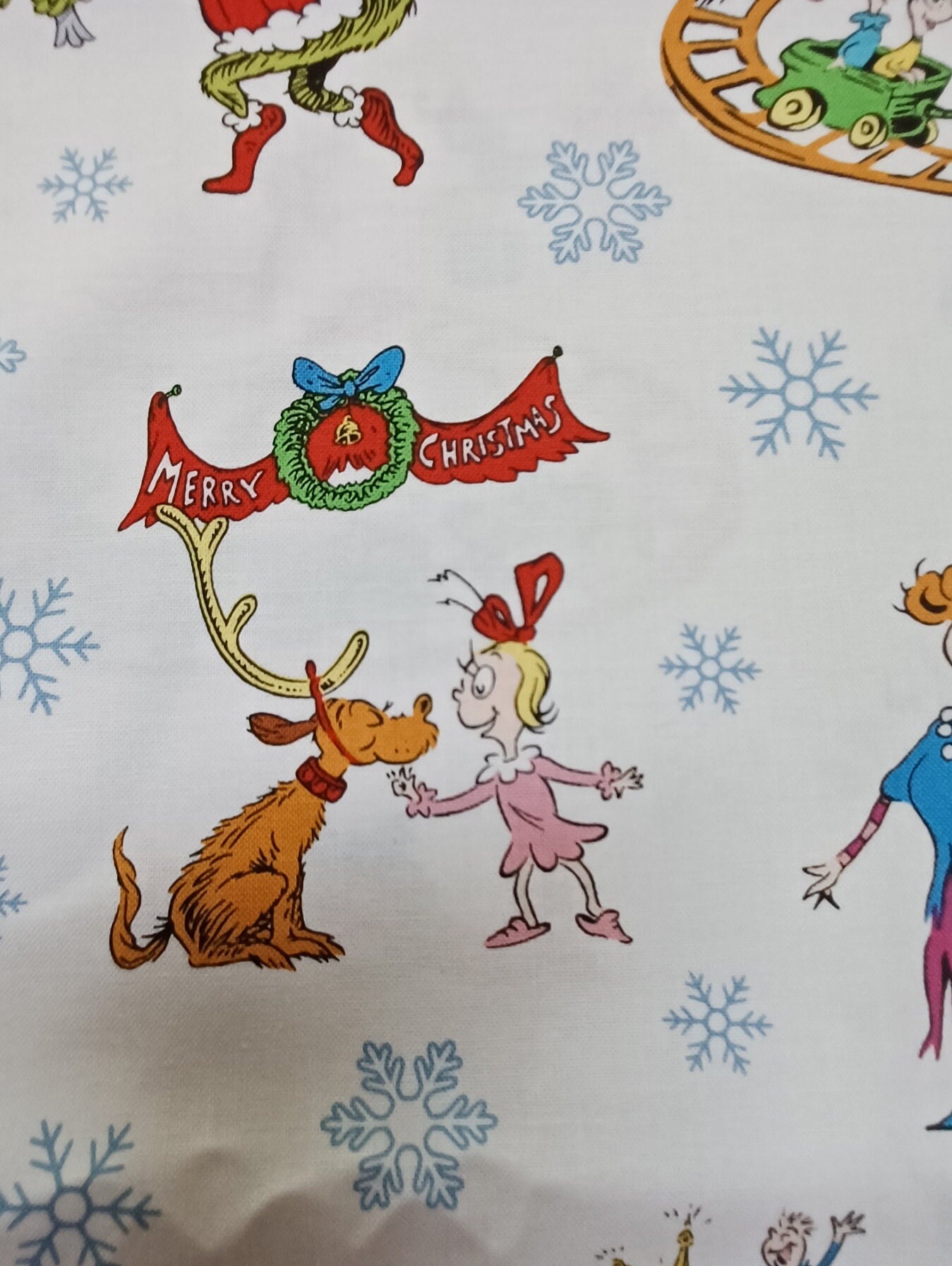 Grinch Who Stole Christmas Fabric Lots of Colorful Etsy