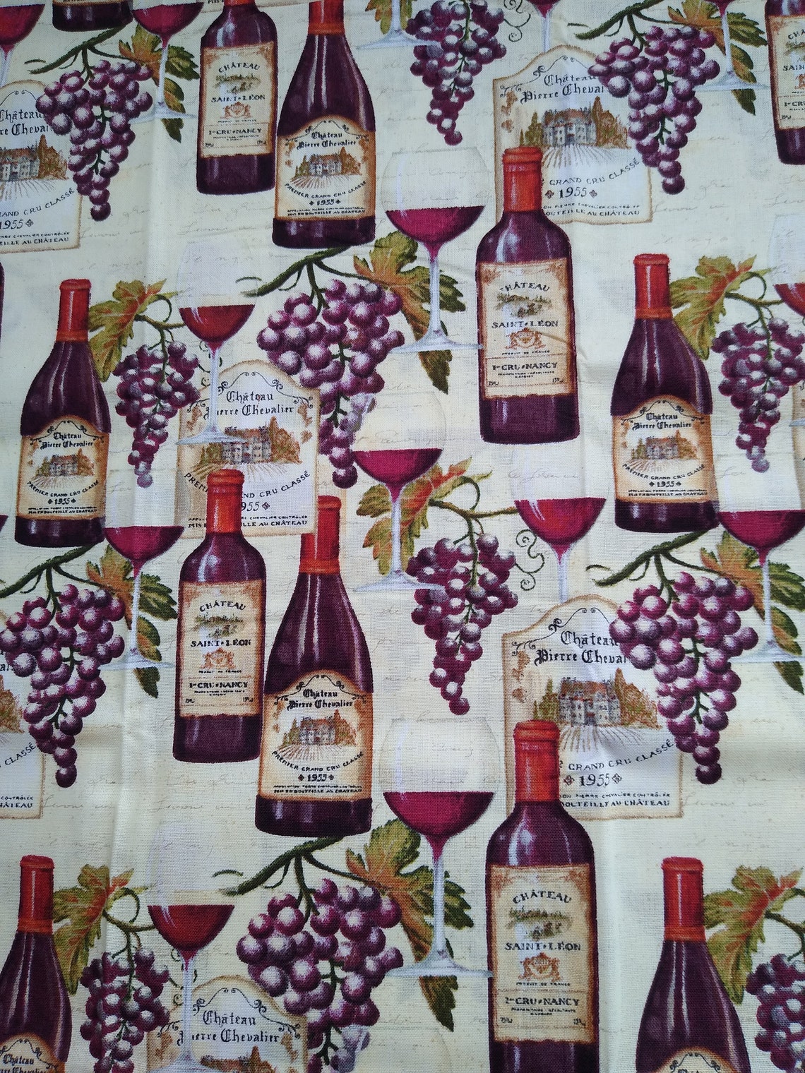 Wine Theme Mask Cotton Fabric Red Wine Bottles Wine Etsy