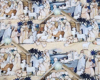 Christmas Nativity Fabric: Royal Colors, Quilting Cotton