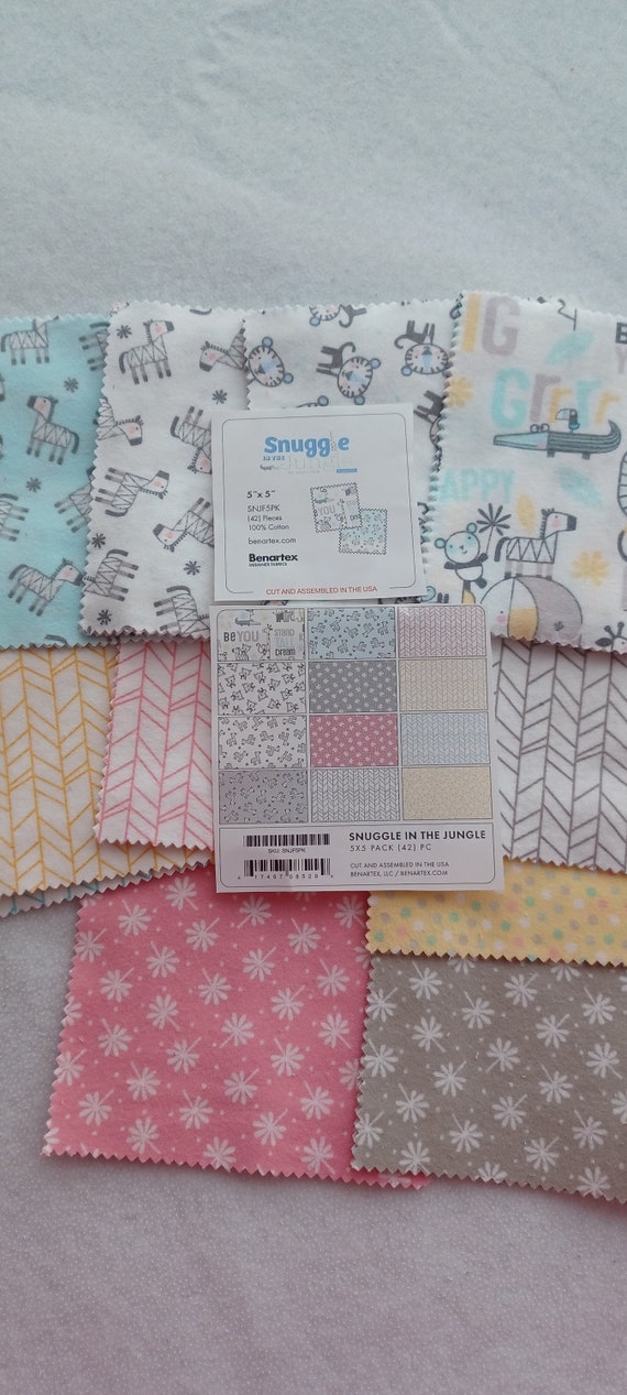 Snuggle in the Jungle Flannel100 Cotton Charm Pack 5 X 5 Etsy
