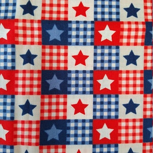 Stars and Checked Pattern ,Red , White ,Blue ,Fabric , Fourth July Theme,  100% , Cotton ,  Mask