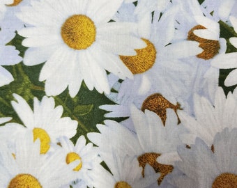 Happy Daisy Flowers Fabric , 100%  Cotton, Good Quality Quilting Fabric