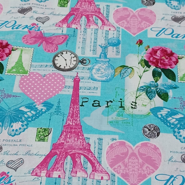Eiffel Tower Patch , Quilt Keepsake Fabric ,100% Cotton, Mask