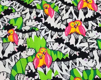 Zèbres dans la jungle, beaucoup de couleurs, 100 % coton
