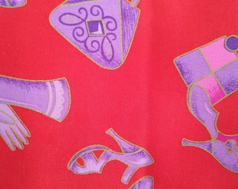 Tissu, Rouge, rose et violet, Gants, Sacs à main, Talons hauts, Coton, Masques