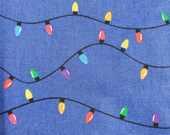 Tissu guirlande lumineuse : guirlande lumineuse lumineuse des fêtes, coton bleu