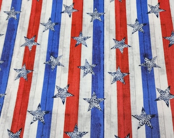 Red , White ,Blue ,Fabric , Strips, and Stars,  Fourth July Theme,  100% , Cotton