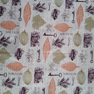 Autumn Fabric, One Yard , Fall Colors, Leaves, Squash, Corn, 100% Cotton,  Fabric,  Mask