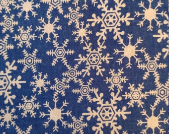 Christmas Fabric blue with White Snow Flakes,100%, Cotton, Masks
