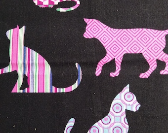 Chats noirs avec motifs multicolores, 100 % coton de qualité matelassé, masques