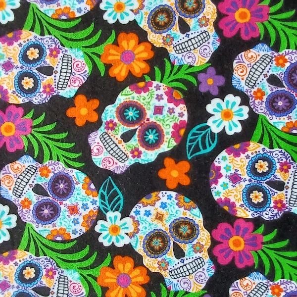 Skull Flannel Fabric Etsy