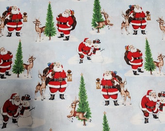 Tissu de Noël Père Noël et Rudolph : coton de qualité courtepointe
