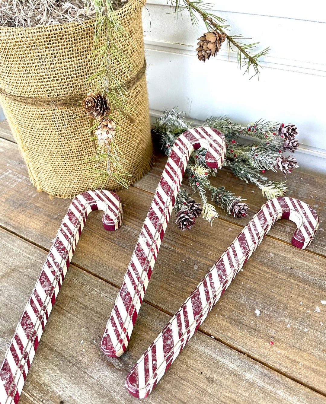 F Rustic Candy Canes Set of 3 - Etsy