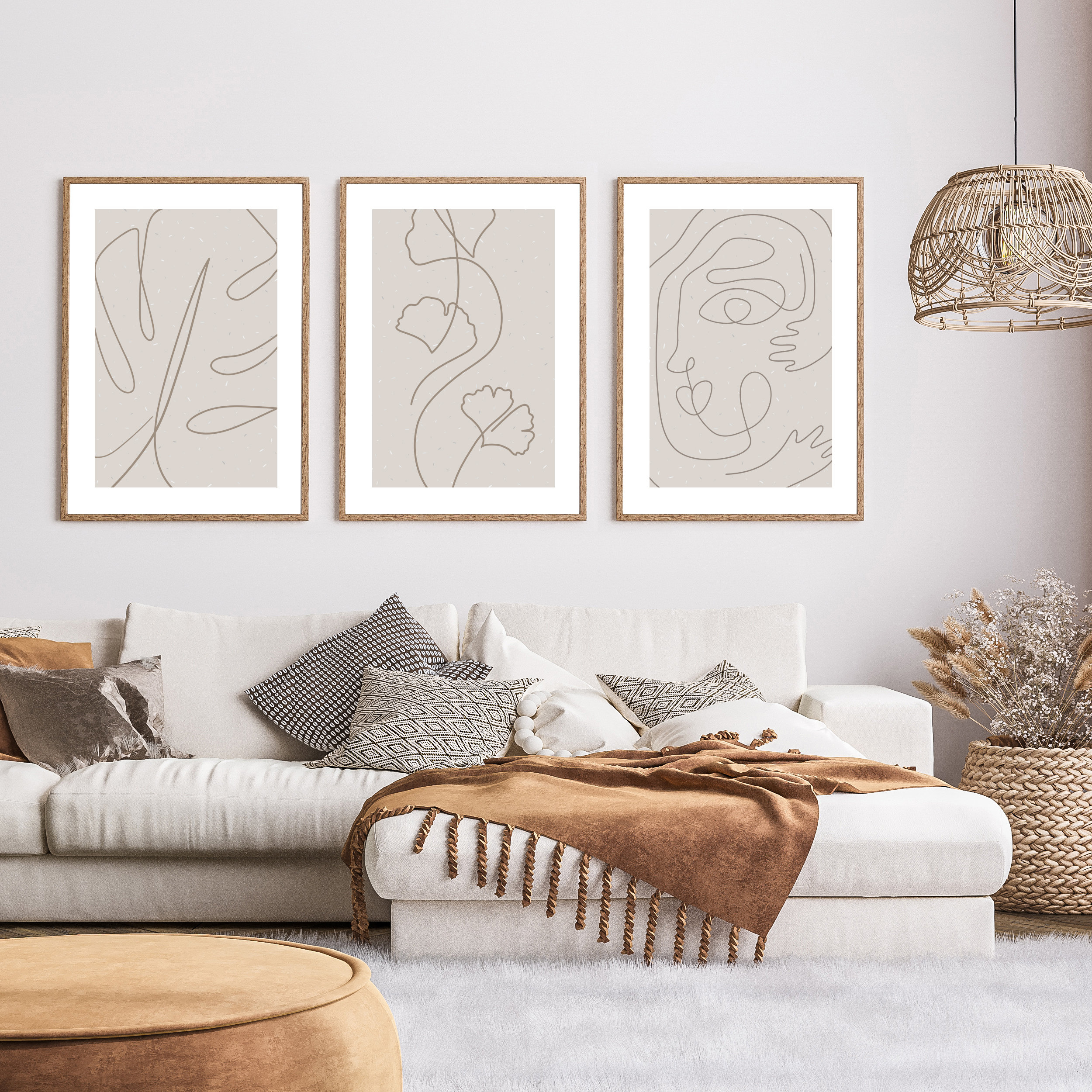 Set of 3 Digital Prints Wall Art Minimalistic Wall Art