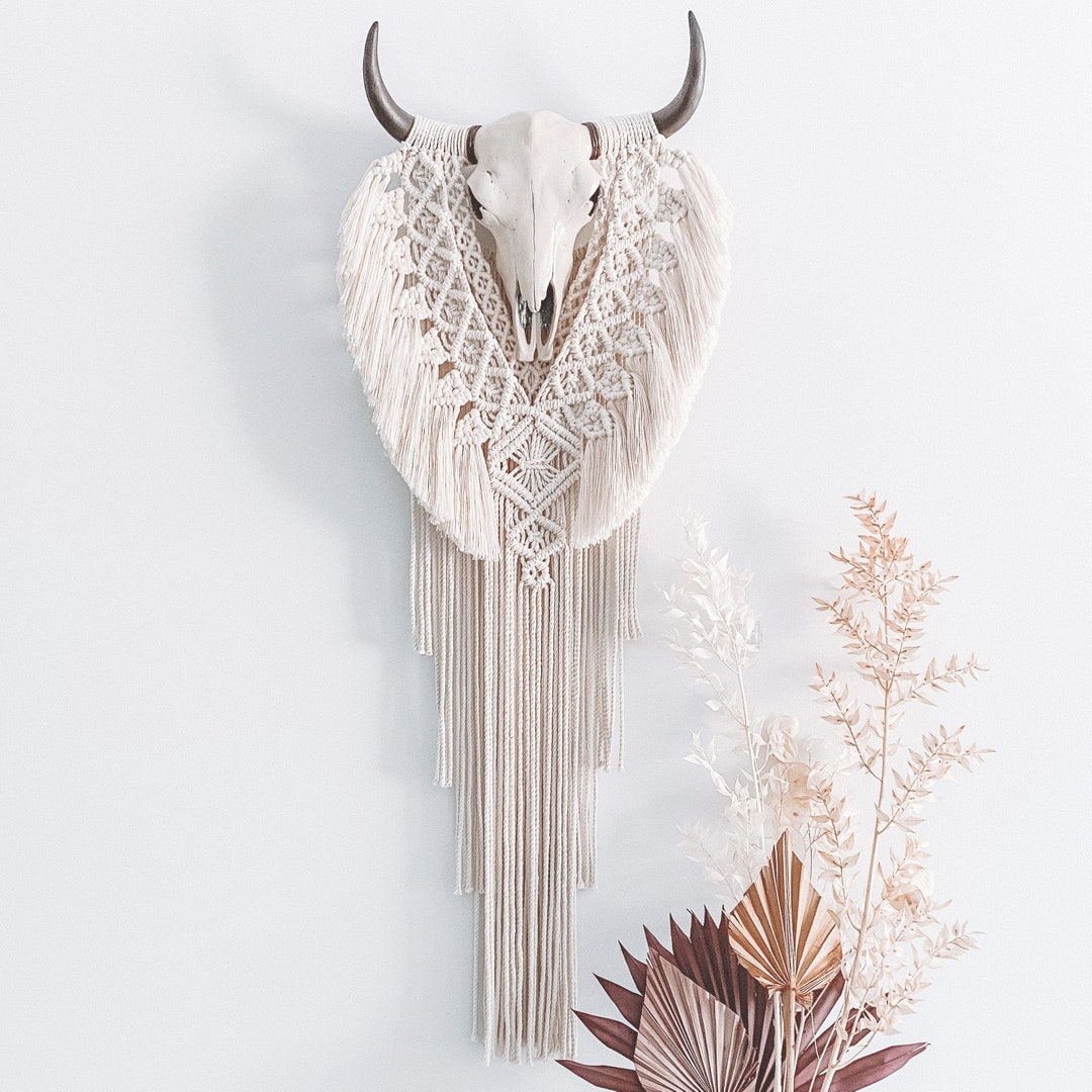 Cow Skull Faux Cow Skull Macrame Cow Skull Cow Skull - Etsy