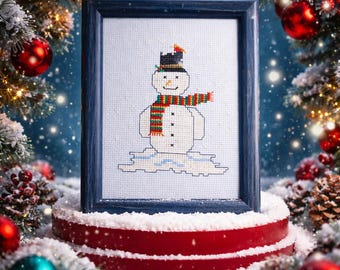 Kit de punto de cruz de muñeco de nieve y petirrojo