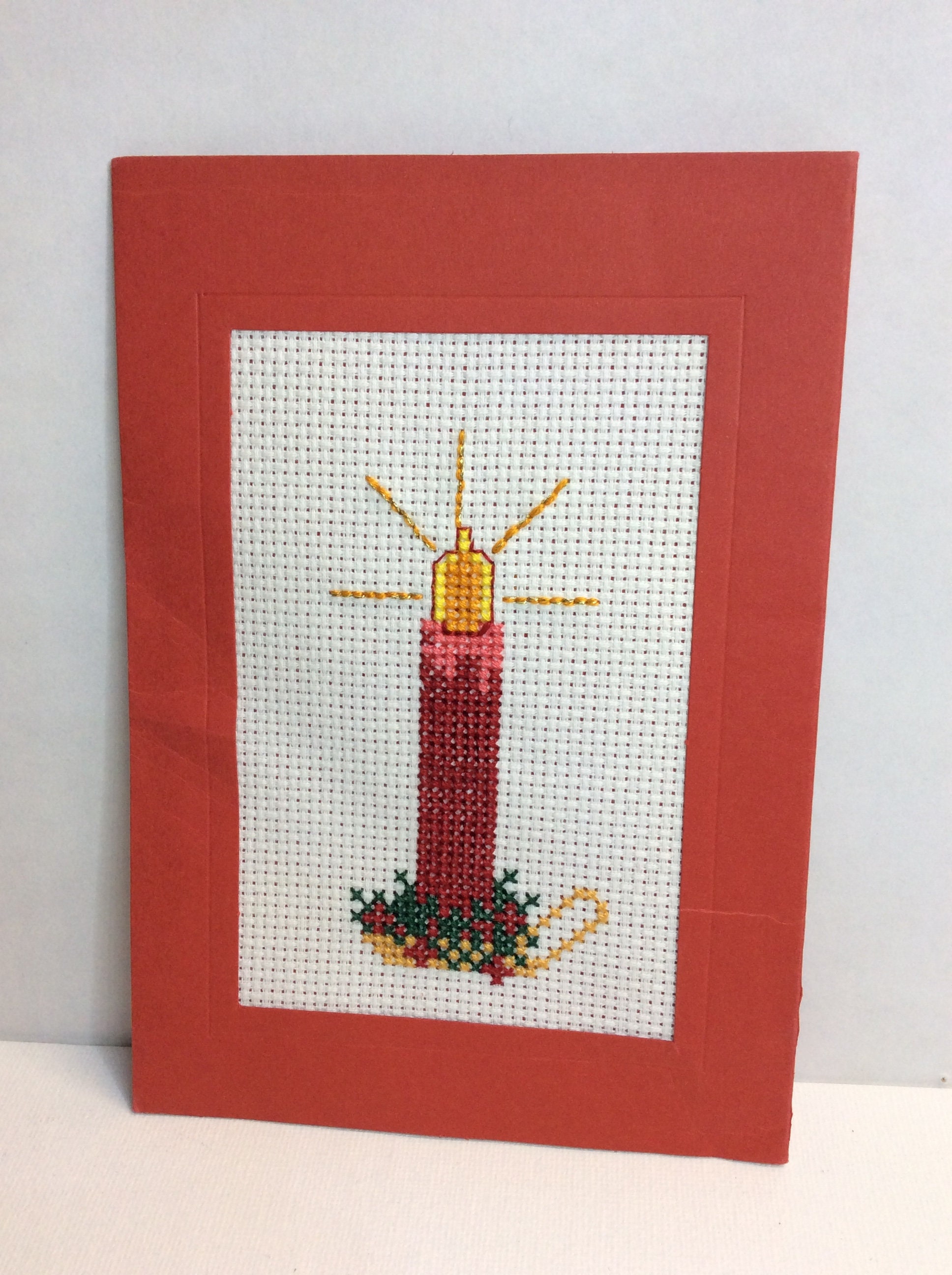 Christmas candle cross stitch card kit Etsy