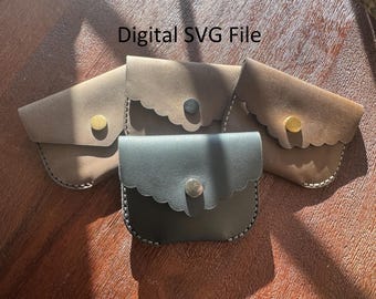 Leather Coin Purse, Coin Pouch, Leather Pattern, Laser Cut File SVG, Digital Download