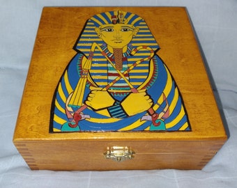 Egyptian Keepsake Box, Gift Box, Egypt, Tutankhamen, Pharaoh of Egypt, King Tut, Egyptian Art, Handmade Box