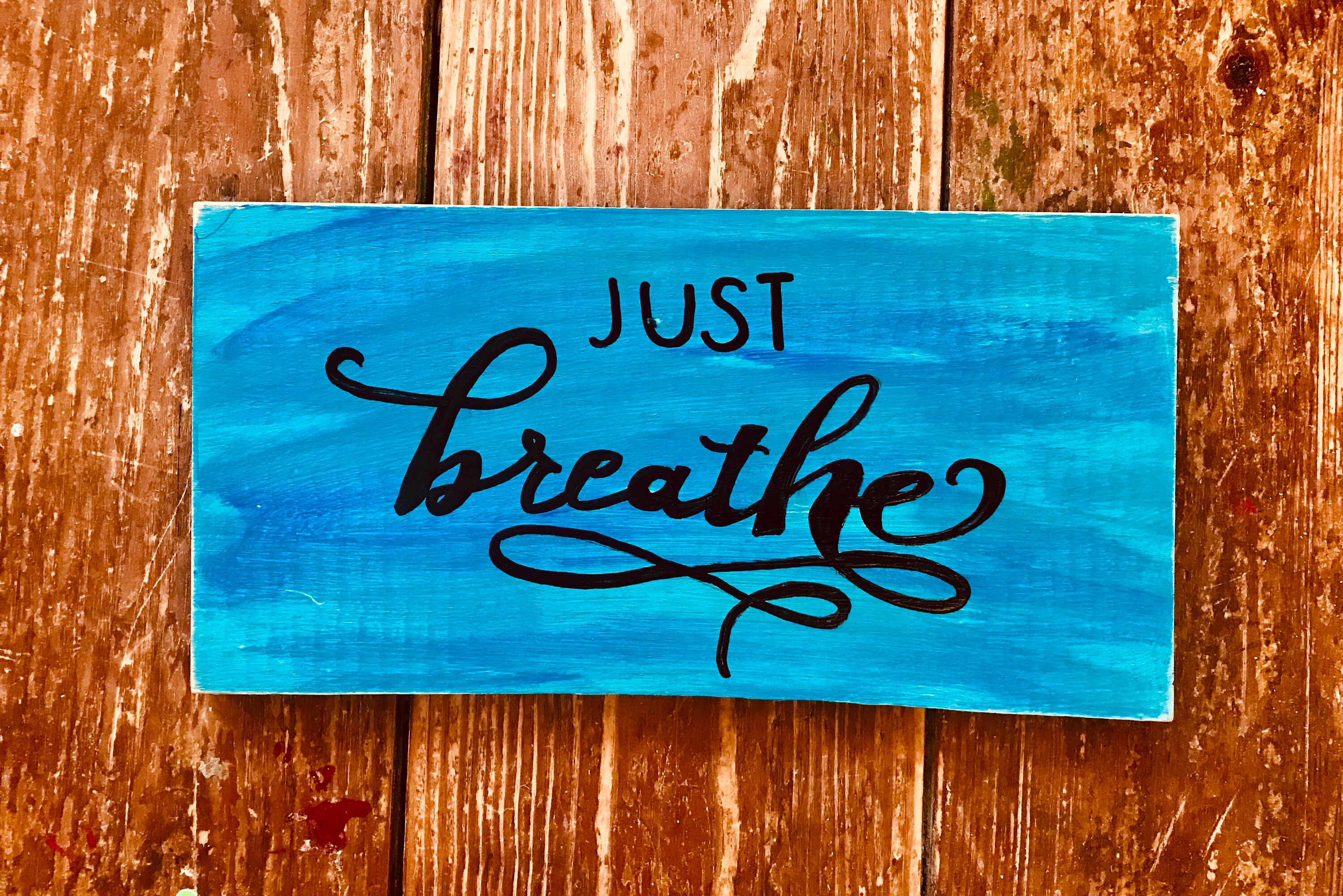 Just Breathe hand painted wood sign wall art home decor Etsy