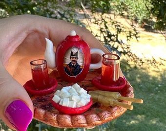 Magnet Hand made Nostalgic Tea Set Miniature Decor Nowruz Yalda Christmas