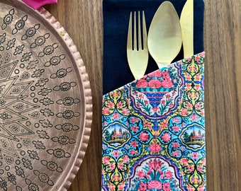 Porta utensilios de terciopelo para mesa de comedor Nowruz